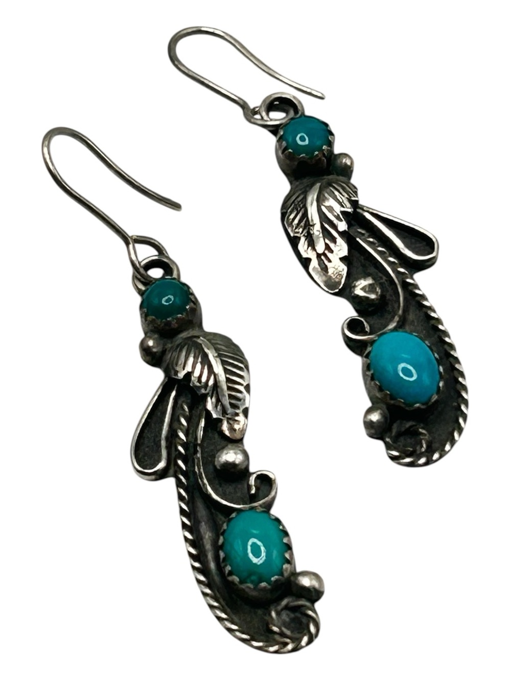 Native American Sterling Turquoise Pierced Earrings